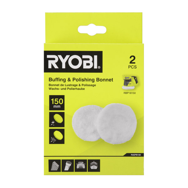 Ryobi 150mm Elastic Polishing Bonnet & Elastic Terry Cloth Bonnet RAEPB150