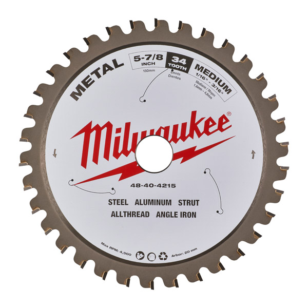 Milwaukee 150mm Circular Saw Blade (Metal) 20B 34T 4932479554