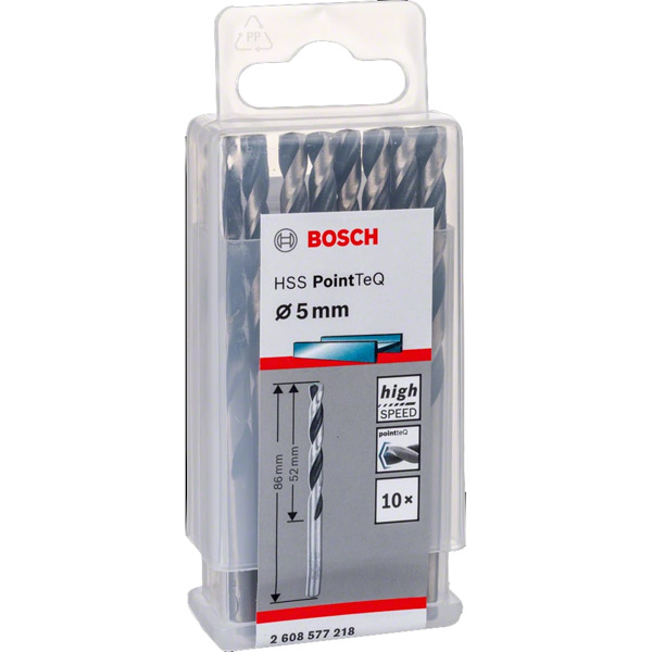 Bosch HSS Twist Drill Bit PointTeQ Set 5mm 10-Piece 2608577218