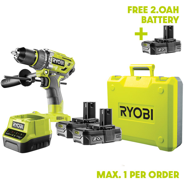Ryobi ONE+ Brushless Combi Drill 18V R18PD7-220B 2x 2.0Ah Kit