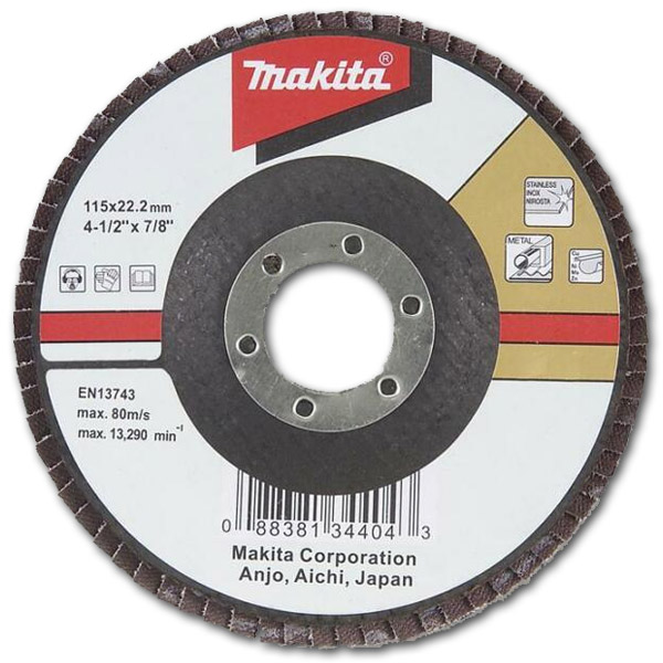 Makita D-27436 115mm 40G Flap Disc #Z40 Bevel, Multi-Colour [Energy Class A]