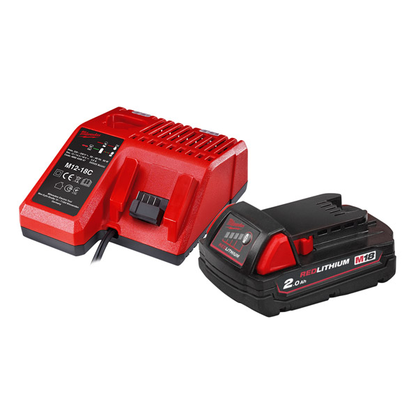 Milwaukee 18v Battery & Charger Package c/w M18B2 & M12-18C Charger