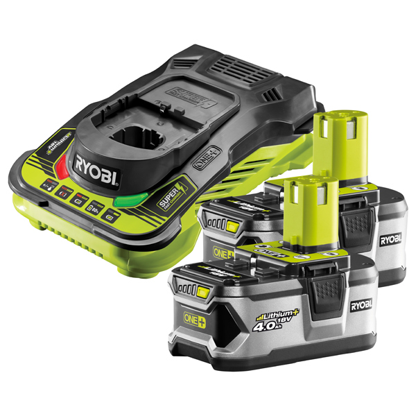 Ryobi RBC18L40/2 18V ONE+ Twin 4.0Ah Batteries and Charger Kit
