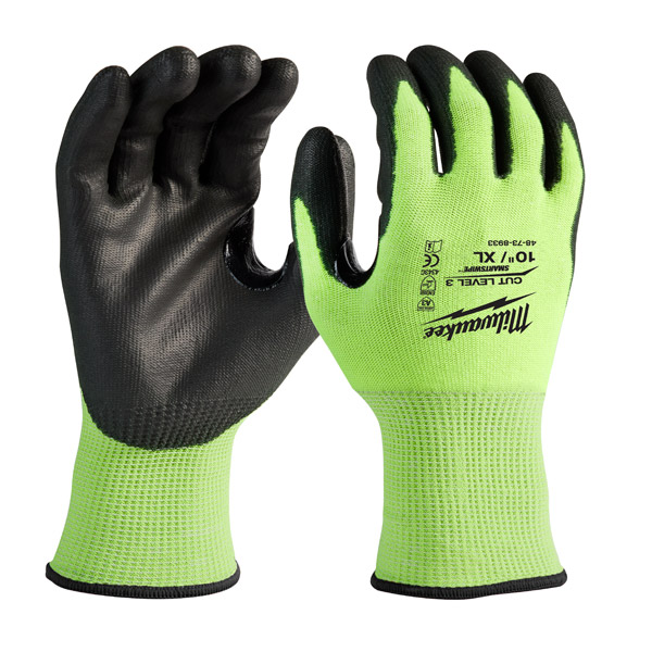 Milwaukee Hi Vis Cut Level 3 Gloves 10/XL 4932478133