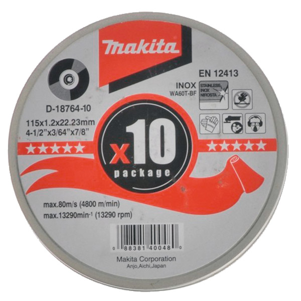 Makita 115mm Slitting Discs x 10 1.2mm D-18764-10