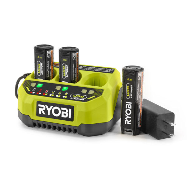 Ryobi Rc43p Ryobi USB Lithium 3-Port Charger Battery Bundle (3x 3Ah) 4V RC43P-330